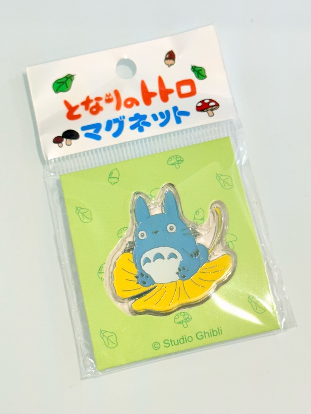 Studio Ghibli Blue Totoro Ginkgo Leaf Enamel Magnet Official Japan